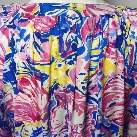 Pappagallo Marine Print V-Neck 3/4 Tie Sleeve Top Size Medium NWT - Picture 8 of 9
